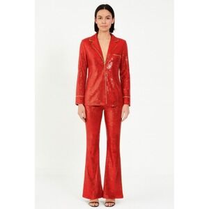 Sparkling Red Sequin Pajama‎ Set Jacket Pants Glamorous Loungewear